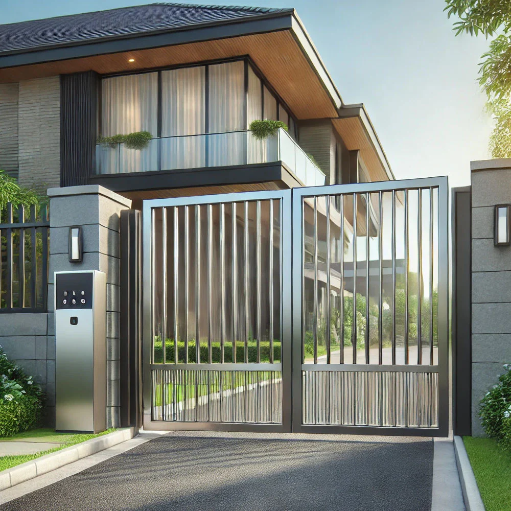 main gate design Premium metallic gate with automation system or hinge mechanism.