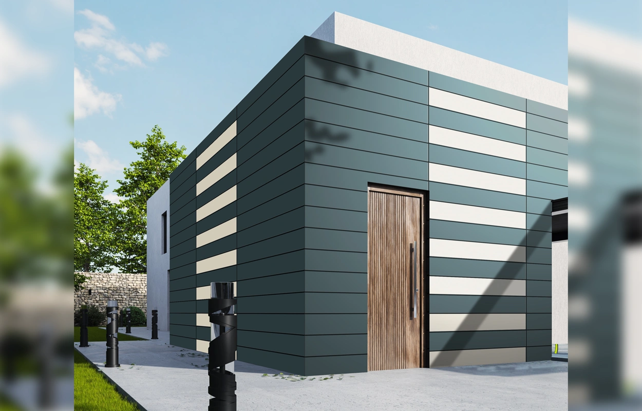 Aluminium composite panel (ACP) installation on a commercial structure.